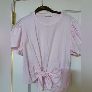 A.L.C. Light Pink Puff Sleeve Tie-Front Top